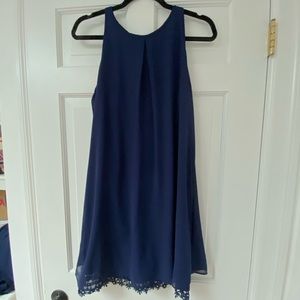 I.N. Navy Blue Dress with Flower Bottom